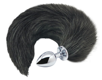 5005515 Alive Black & White Fox Tail kolík s chvostom